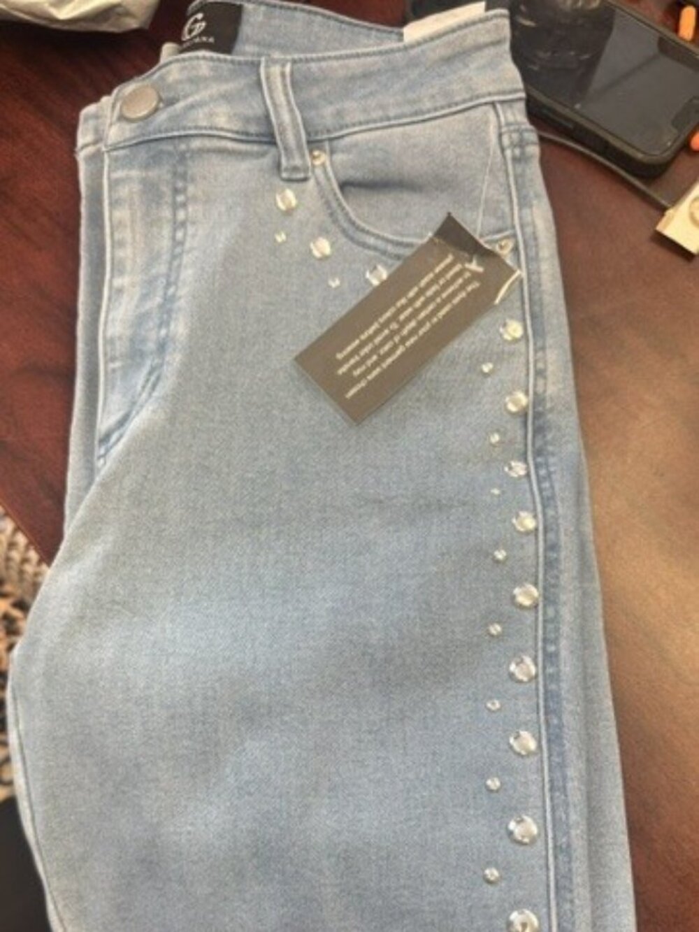G by Giuliana G-Soft Denim Slim-Leg Ankle Pant with Hardware